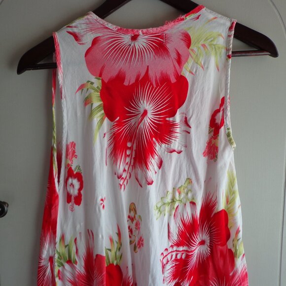 AKSHI COLLECTIONS Sleeveless Asymmetrical Midi Sundress O/S Hibiscus Pattern - Picture 5 of 9